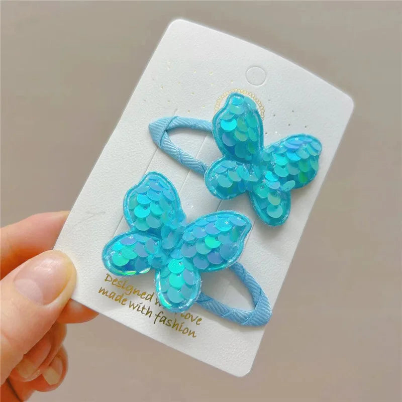 2PCS New Princess Scaly Heart Girls Hairpins Children Lovely Headwear Hairgrip Hair Clips Barrettes Hair Accessories butterfly star party