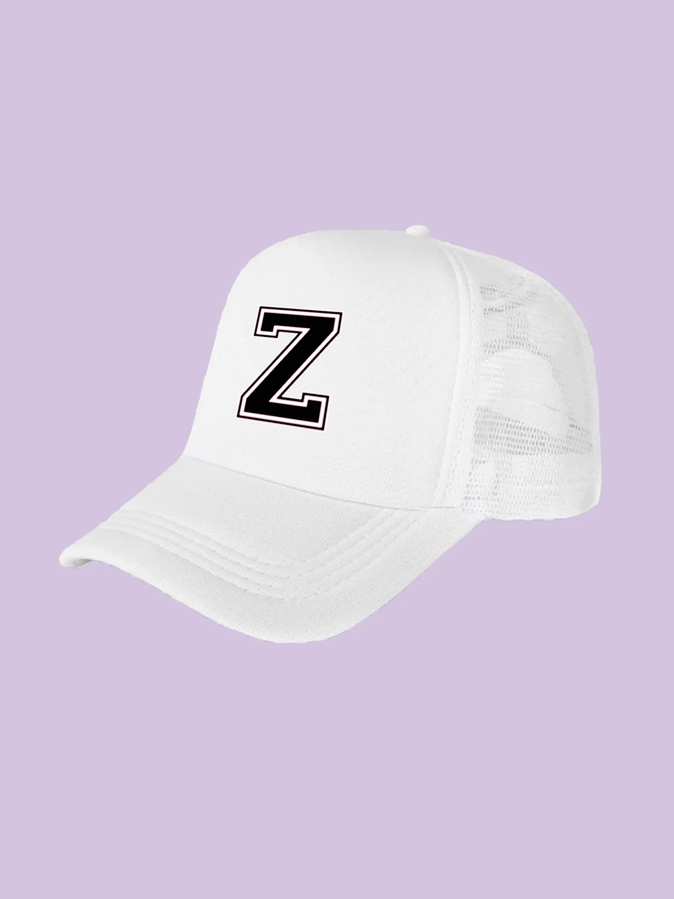 1Pc children's 26 letter printed baseball cap, fashionable sunshade duckbill cap for spring summer, breathable mesh trucker cap Initial cap
