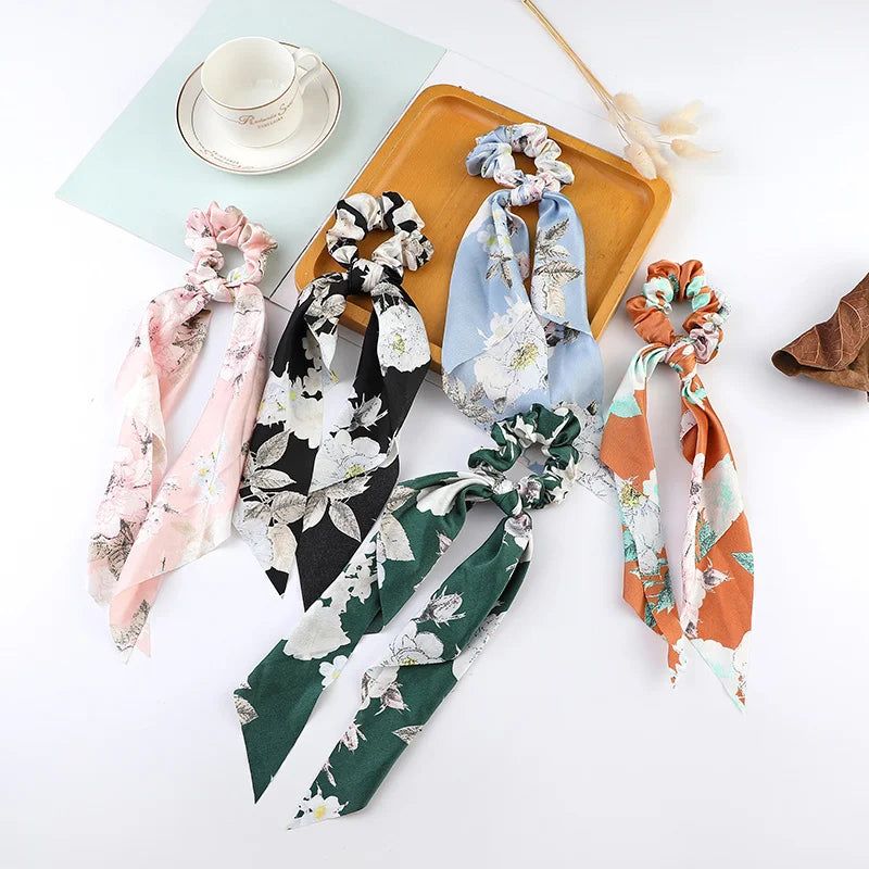 Fashion Dots Scrunchies Long Hair Rope Korean Hair Ties for Women Ponytail Scarf Sweet Elastic Hair Band Hair Accessories