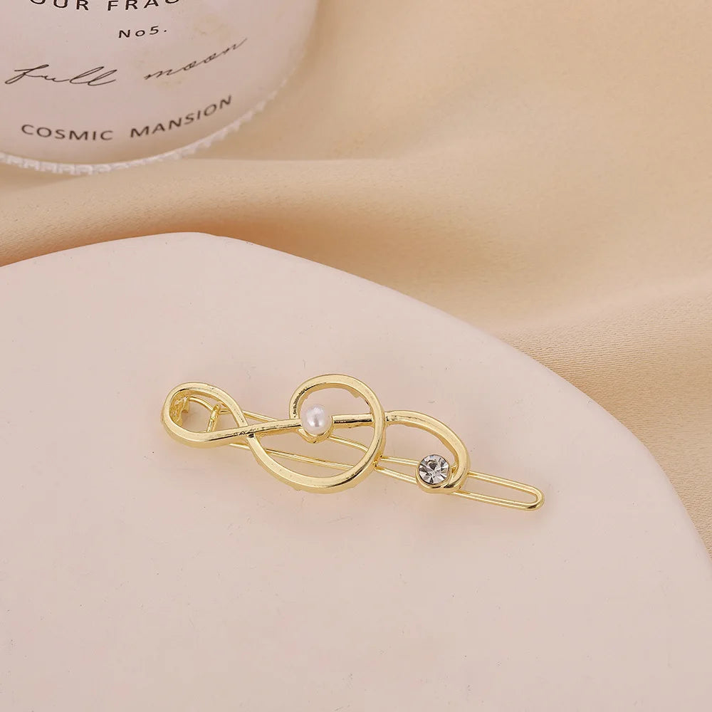 Elegant Music Note Hair clip ideal gift for music teacher or musician, Gold Silver Colour Metal Hairpins Women Girls Rhinestone Side Barrettes Daily Use Wear very pretty