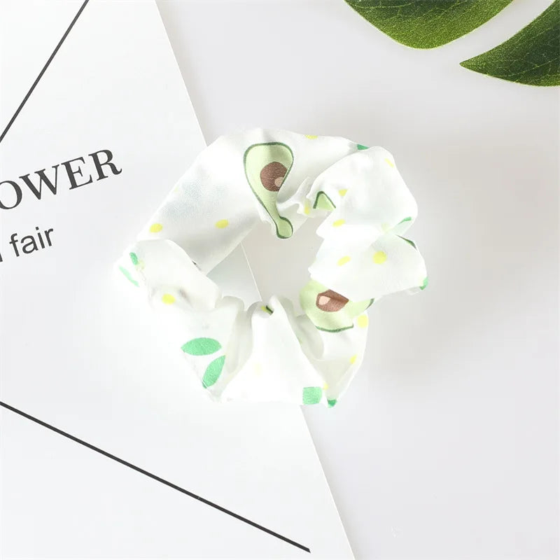 Summer Fruit Pattern Elastic Hair Ties for Women New Trend Scrunchies Ponytail Elastic Hair Bands Hair Accessories