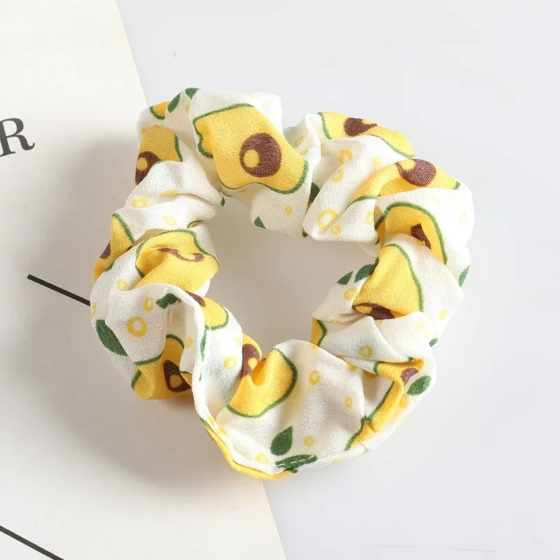 Summer Fruit Pattern Elastic Hair Ties for Women New Trend Scrunchies Ponytail Elastic Hair Bands Hair Accessories