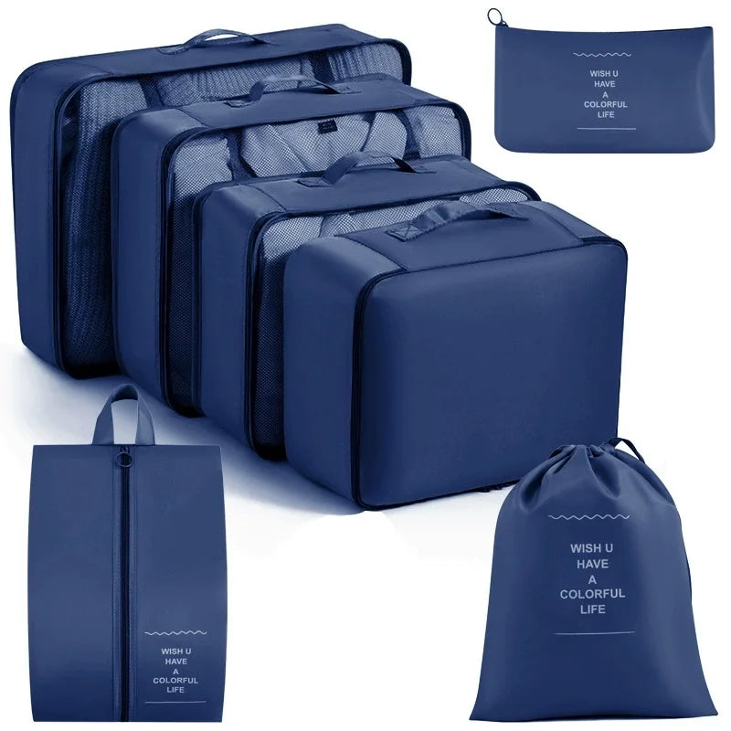 7/8/9/10 Pcs Set Travel Organizer Storage Bags Suitcase Packing Cubes Set Cases Portable Luggage Clothes Shoe Tidy Pouch Folding
