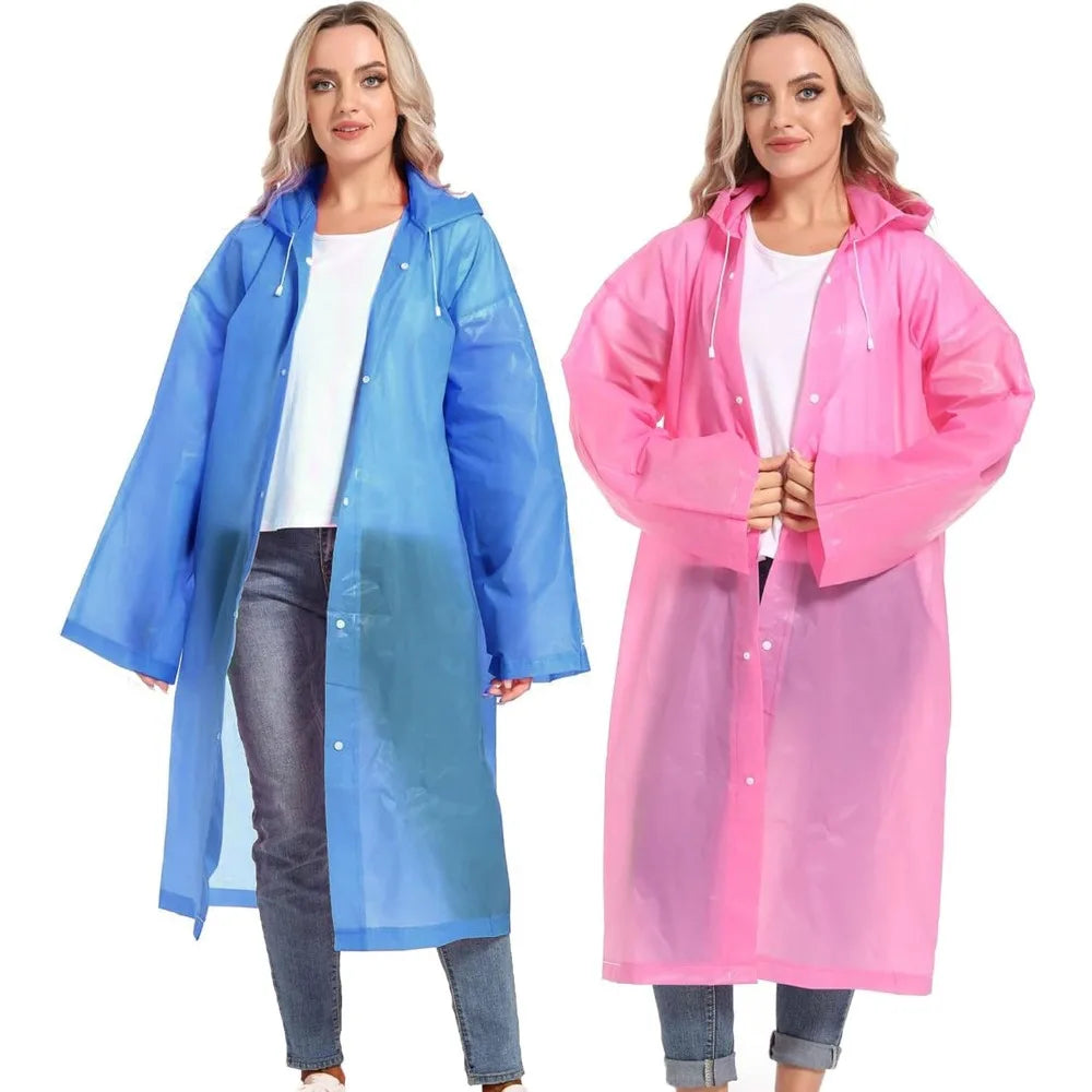 Disposable Adults Reusable Raincoats,Waterproof Rain Ponchos,Adults-Reusable Emergency Raincoats with Hood and Drawstring theme park  camping festival music