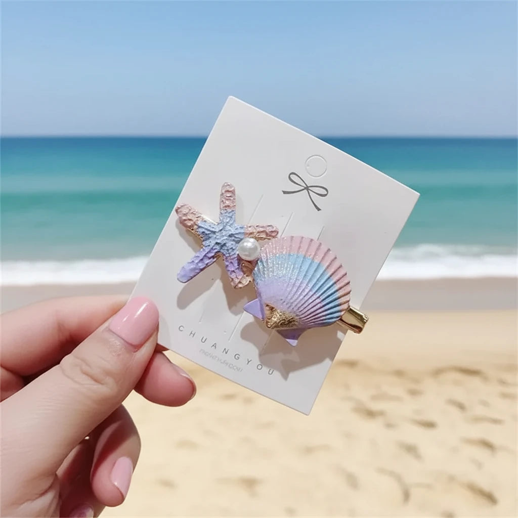 Summer Sea Starfish 1 Pcs Hair Clips Women Nice Star Starfish Sweet Hairpin Beach Hair Clip Girls Fashion cruise beach party holiday hair