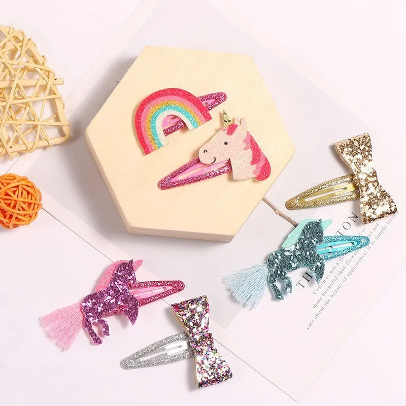 1 Pair/2pcs Hair Tie Bow Turban Newborn Kids Headwear Baby Girl Accessories Rainbow Unicorn Avocado Panda Ice Cream Children