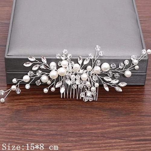 Wedding Hair Combs Bridal Hair Accessories For Women Hair Jewelry Silver Color Pearl Rhinestone Head Jewelry Women Accessoriesx