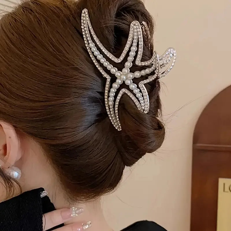 starfish hair claw clip sparkling rhinestones