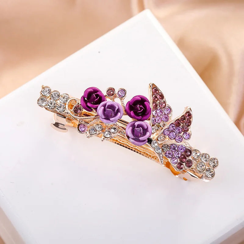 Crystal Floral Hairpin Rhinestone Hair Clip Barrettes