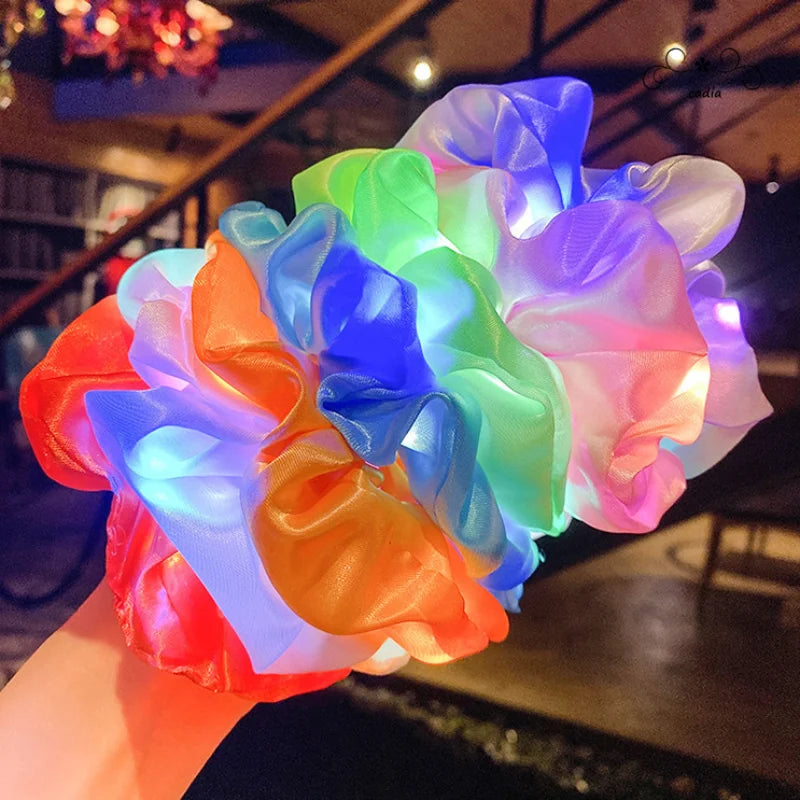 10pc LED Hair Scrunchie Light Up Hair Scrunchy  Hair bobbles festivals