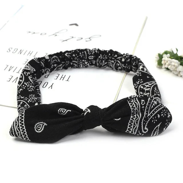 New Boho Women Soft Solid Print Headbands Vintage Cross Knot Elastic Hairbands Turban Bandanas Girls Hair Bands Hair Accessories