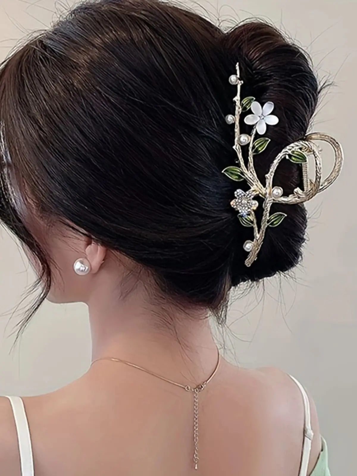 1pcs Fashion Branches  Flowers & Pearl Rhinestone Claw Clip For Women Girls Party Hair Accessories