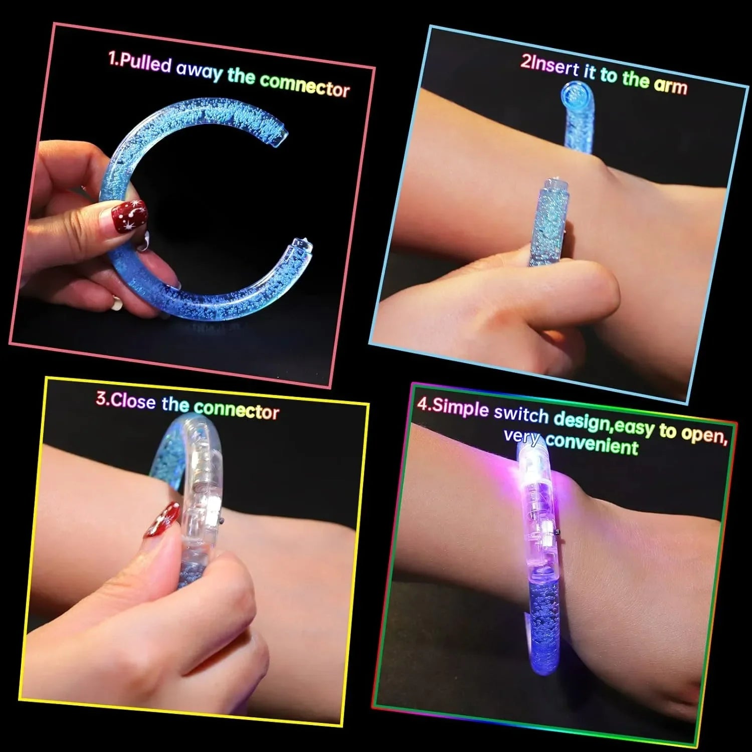 15/30 Pcs LED Light Up Bracelets Neon Glowing Bangle Luminous Wristbands Glow in The Dark Party Supplies for Kids Adults