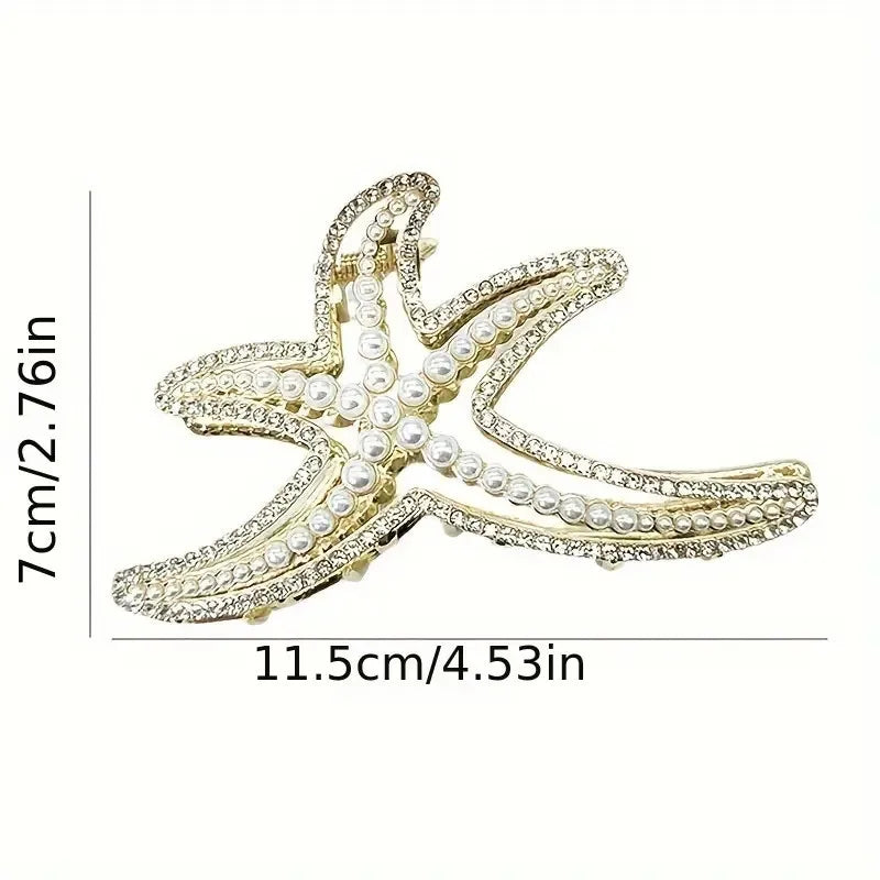 starfish hair claw clip sparkling rhinestones
