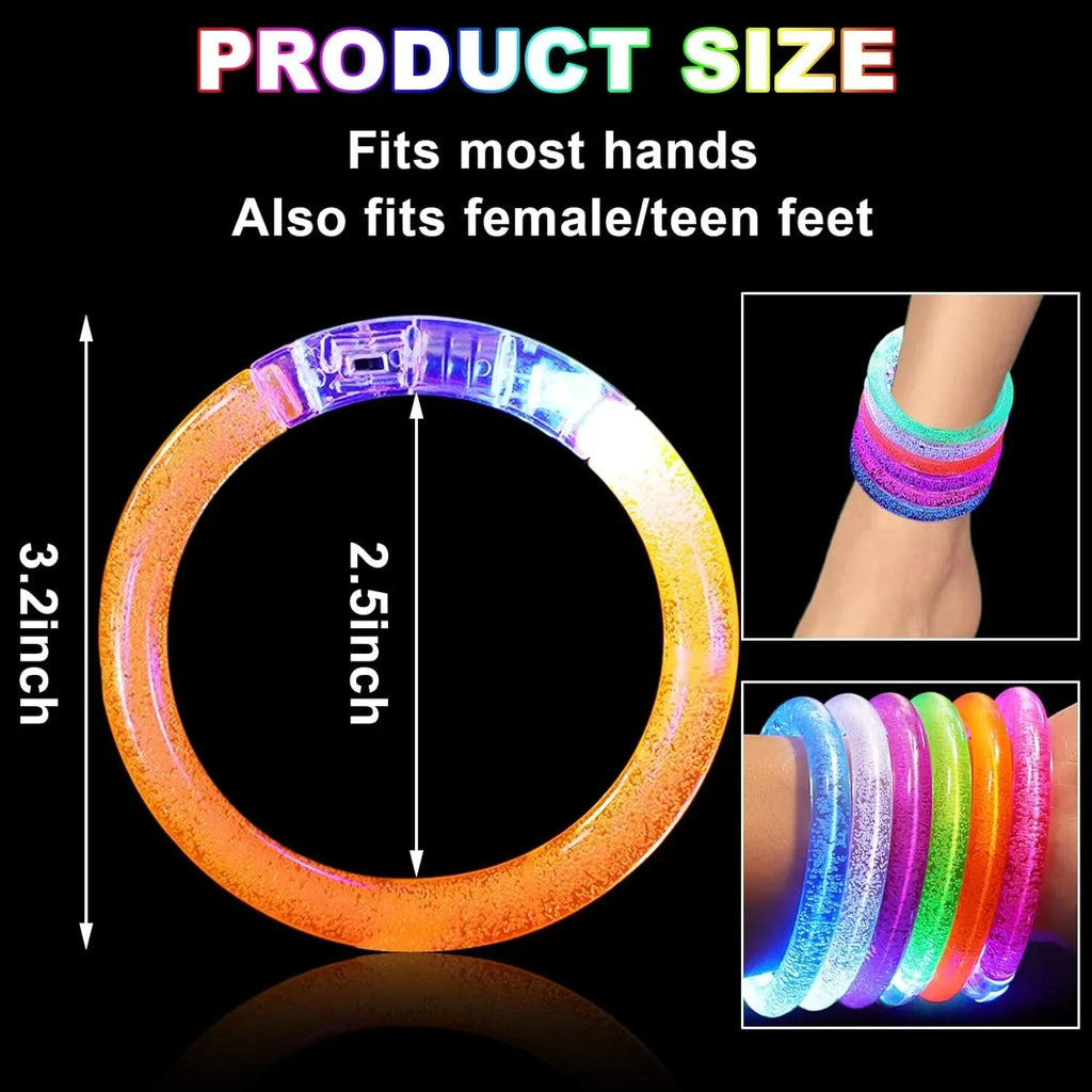 15/30 Pcs LED Light Up Bracelets Neon Glowing Bangle Luminous Wristbands Glow in The Dark Party Supplies for Kids Adults