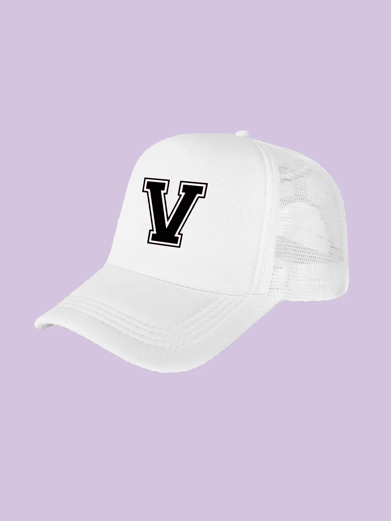 1Pc children's 26 letter printed baseball cap, fashionable sunshade duckbill cap for spring summer, breathable mesh trucker cap Initial cap