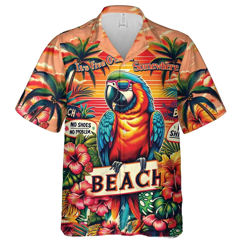 Parrot Shirts Hawaii Short Sleeve
