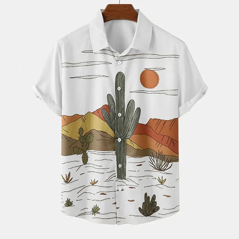 Cactus Shirt Men Print  Hawaiian