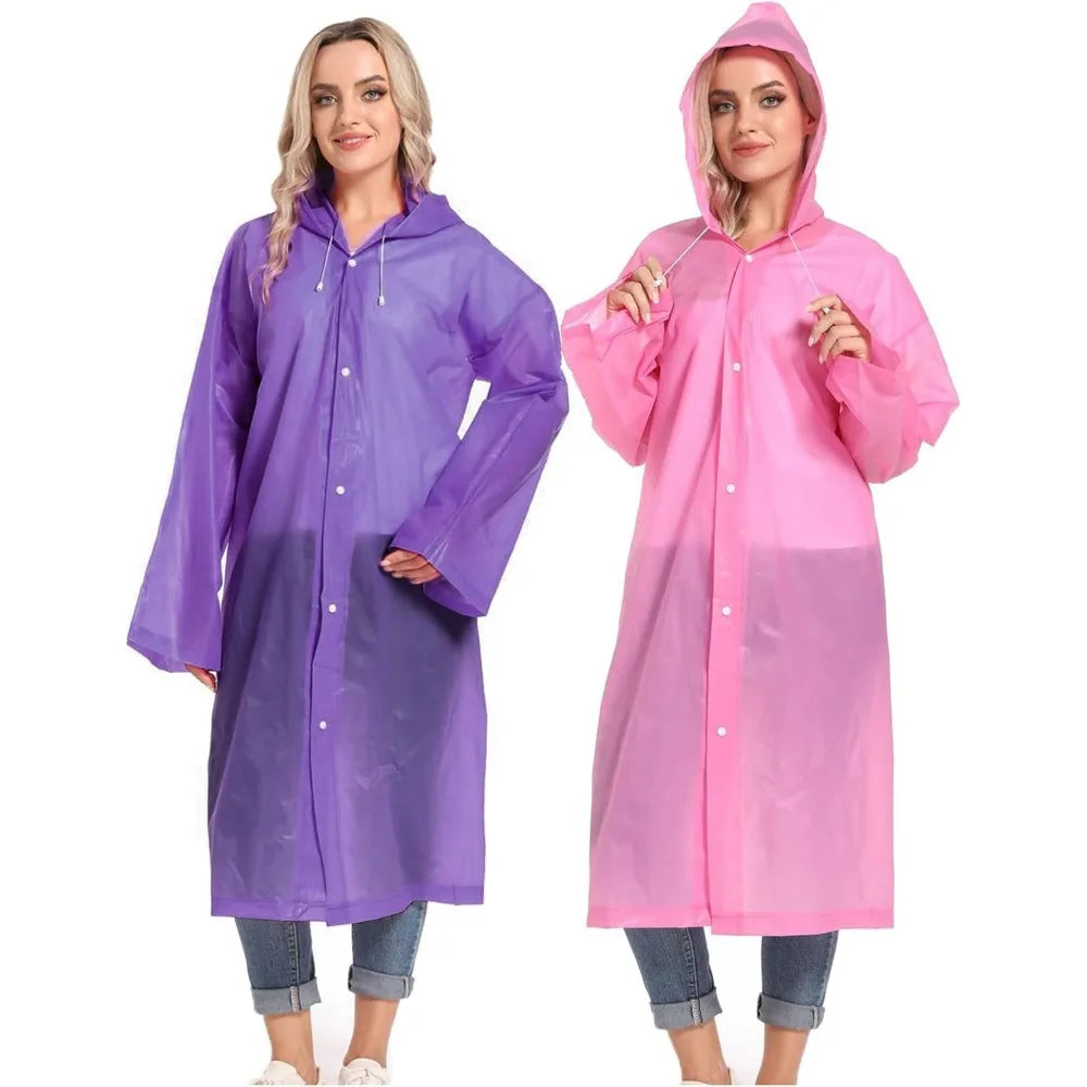 Disposable Adults Reusable Raincoats,Waterproof Rain Ponchos,Adults-Reusable Emergency Raincoats with Hood and Drawstring theme park  camping festival music