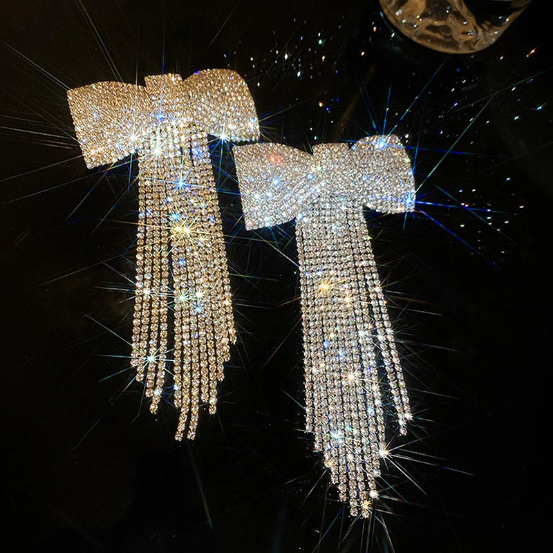 Rhinestone Bow Fringe Hair clip