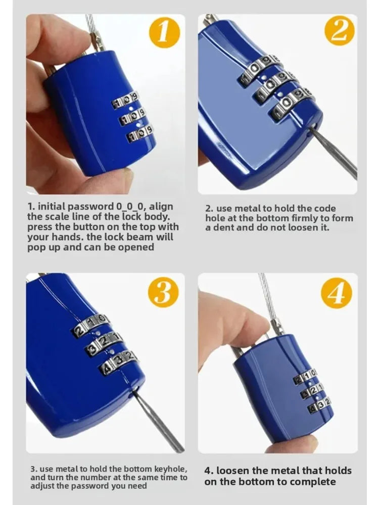 1Pcs 3 Digit Combination High Security TSA Customs Lock Helmet Lock For Backpack Trolley Case Luggage Suitcase Password Padlock