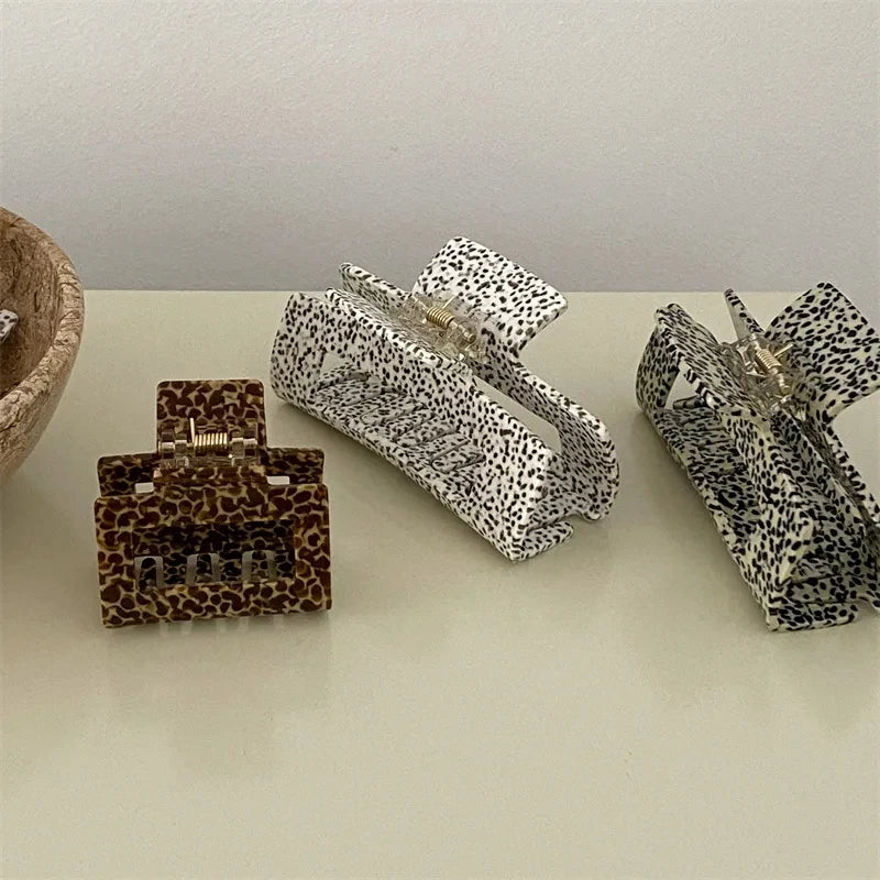 Large Acetate Hair Claw Clips Leopard Print Spot Dots Square Rectangle Geometric Shark Clip Grab Clamps Women Hair Accessories holidays work