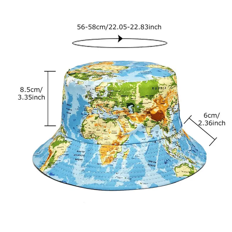 World map bucket hat