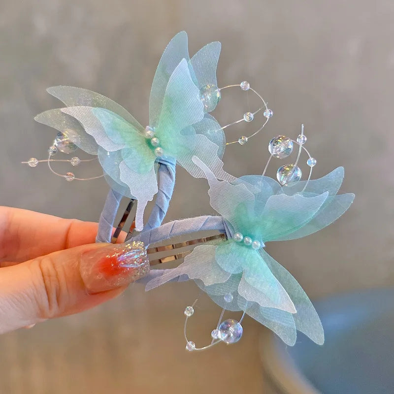 2PCS New Cute Fashion Gradient Butterfly Hair Clips Girls Hairpins Hair Accessories Barrettes Kid Headdress party beautiful pretty ❤️