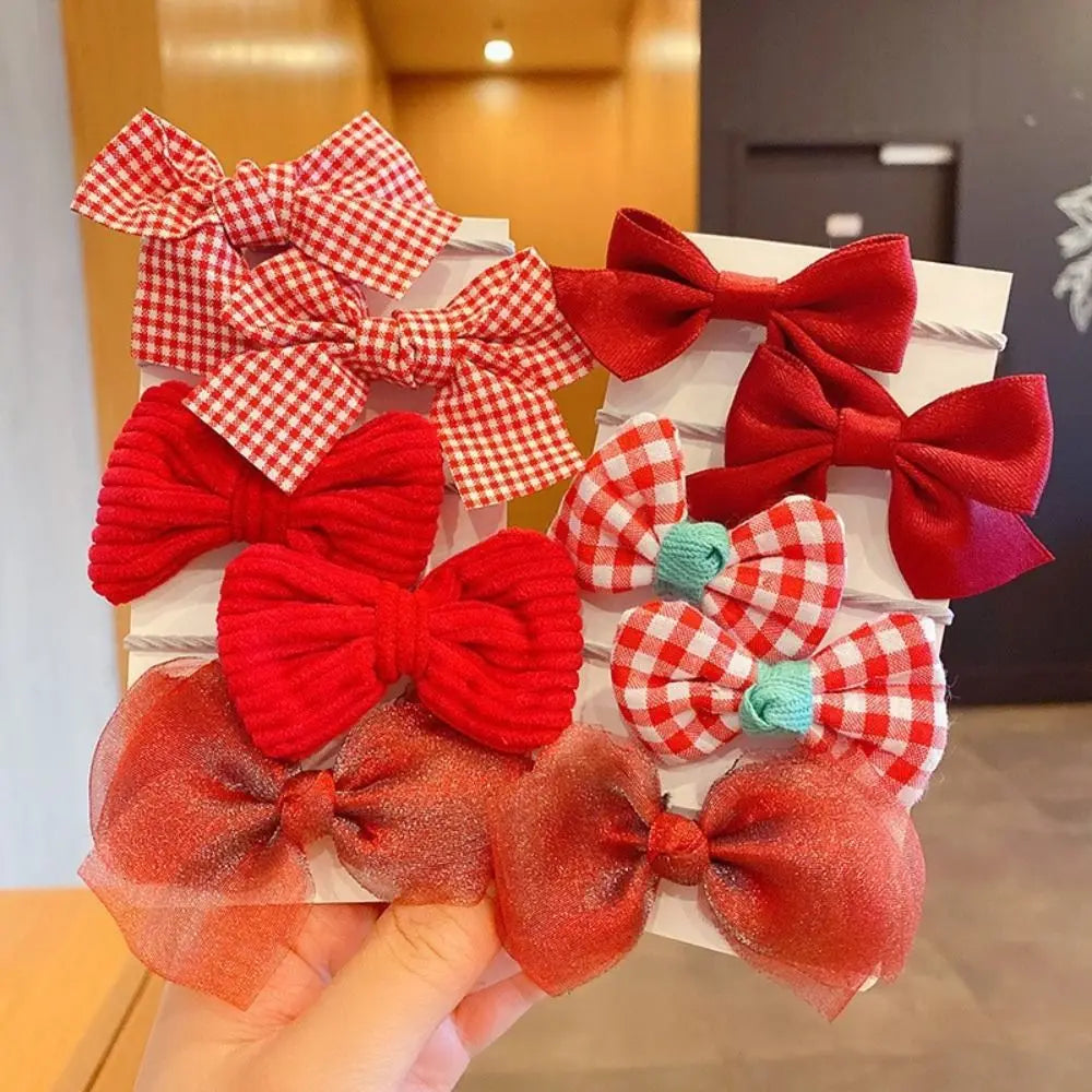 1pair Cute Red Cherry Hair Clip Cloth Bow Headflower Strawberry Side Hairpins Barrettes Headwear Bow Hairpins Girls
