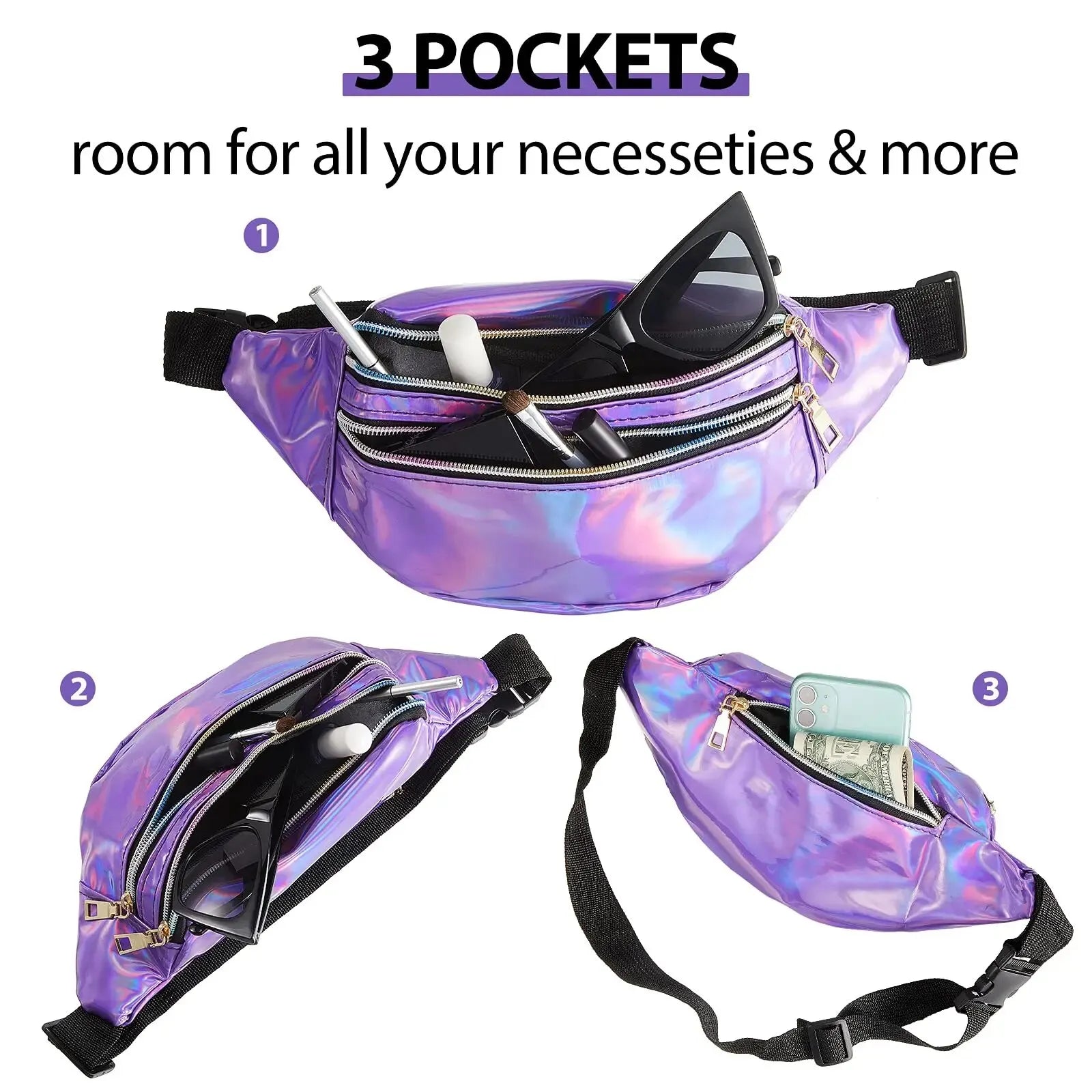 Waist Bag Laser Belt Bag Holographic Fanny Pack Designer Cute Waist Packs Bum Bag Party Travel Fashion Girls Shoulder Glitter