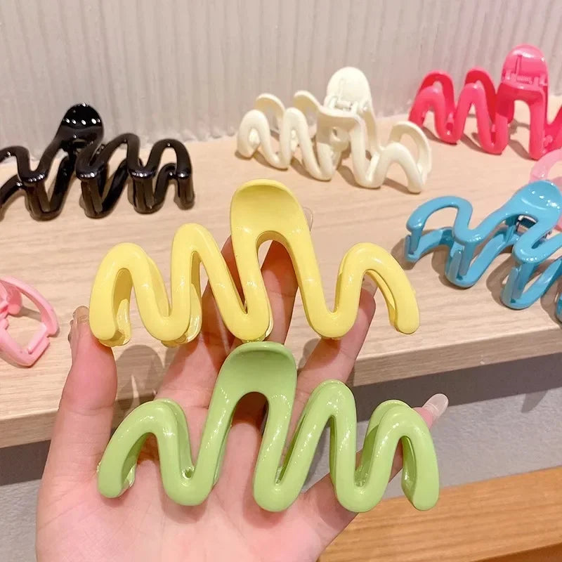 New Colorful Jelly Wave Hair Claw  clip          Hairpin Women Girls Fashion Design  Sweet Simple Irregular Hair Clip Headwear holidays  school everyday