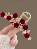 1Pcs Fashion Antique Roses Hair  metal Claw clip For Women Hair Accessories girls pretty       Holidays cruises party’s special  weddings