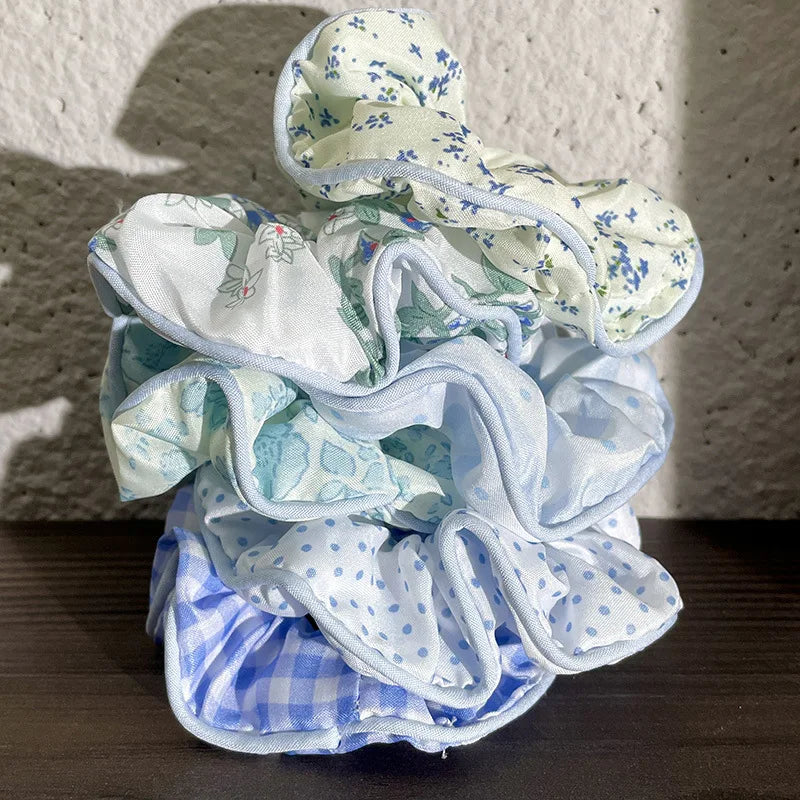 6 x Scrunchies Small Blue tones