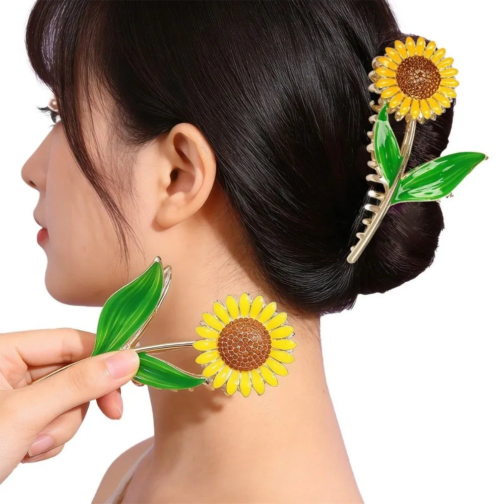 Fashion Metal Flower Hair Clips Exquisite Lily Tulip Rose Shark Clip Advanced Non-Slip Hair Claw Hair Accessories