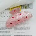 Diamond Heart Pink Hair  Claw  Clip