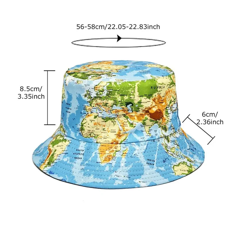 World map bucket hat
