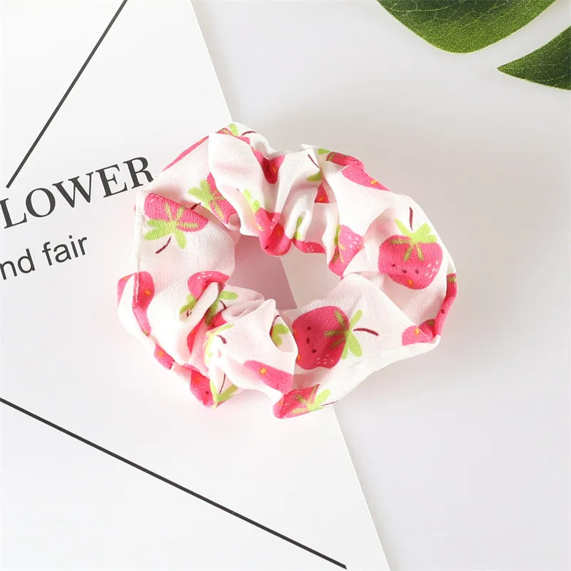 Summer Fruit Pattern Elastic Hair Ties for Women New Trend Scrunchies Ponytail Elastic Hair Bands Hair Accessories