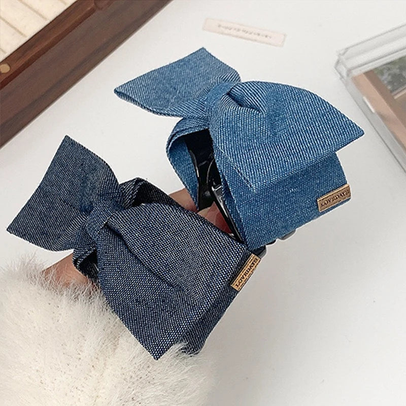 Denim bow  Hair Clip