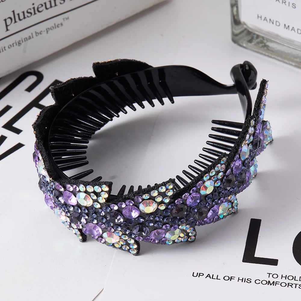Rhinestone Hair Claw  bun for Women Flower