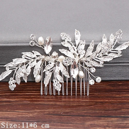 Wedding Hair Combs Bridal Hair Accessories For Women Hair Jewelry Silver Color Pearl Rhinestone Head Jewelry Women Accessoriesx