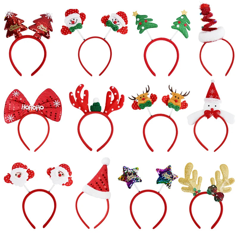 Cartoon Christmas Headband Santa Claus Elk Xmax Tree Hair Accessories Adult Kids 2024 Christmas Decoration Navidad New Year Gift fancy dress headbands