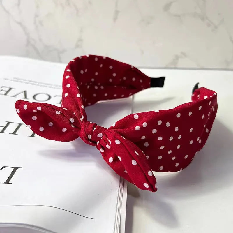 1pc New Vintage Red Hairband for Women; Versatile Bow Headband with Wide Edge; Korean Style Hair Accessories