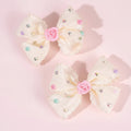 2Pcs Sweet Flower Bow Hair Clip Korean Solid Rose Rhinestone Barrettes Side Hairpins For Girls Children Headdress Accessories