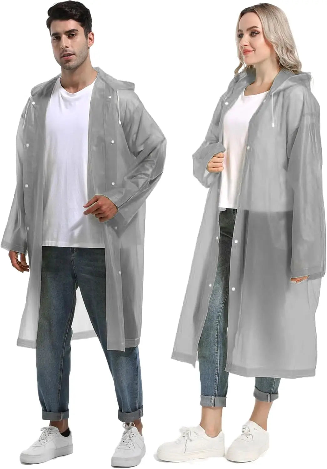 Disposable Adults Reusable Raincoats,Waterproof Rain Ponchos,Adults-Reusable Emergency Raincoats with Hood and Drawstring theme park  camping festival music