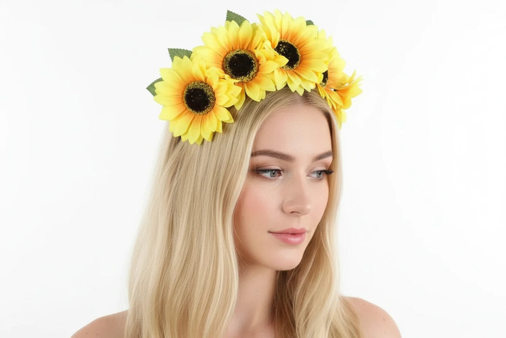 New Cloth Sunflower Headband Bohemian Style Yellow Flower Shape Hair Hoop Adjustable Headband Girls festival party music
