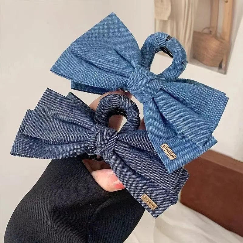 Denim bow  Hair Clip