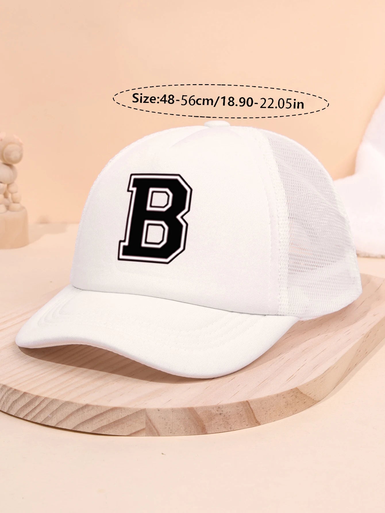 1Pc children's 26 letter printed baseball cap, fashionable sunshade duckbill cap for spring summer, breathable mesh trucker cap Initial cap