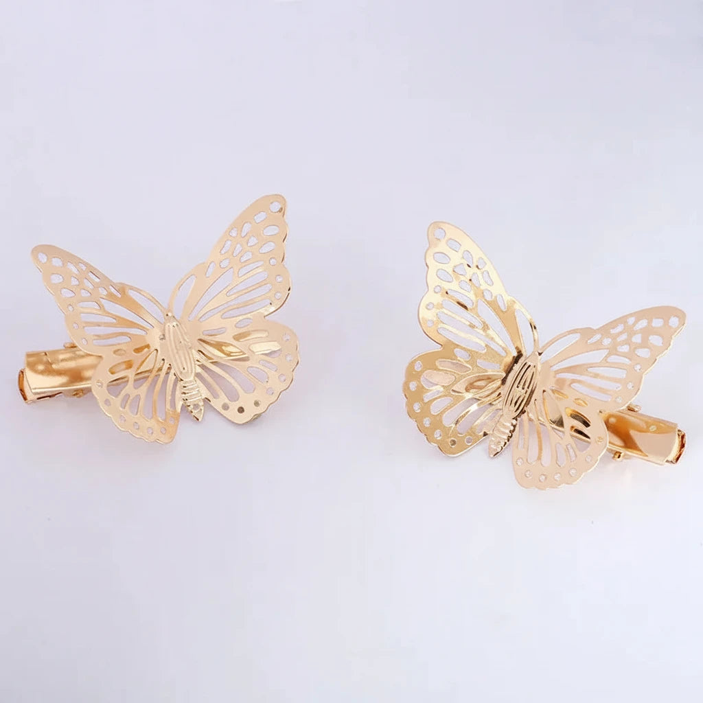 Shiny Butterfly Hair Clips Metal Golden Butterfly Hairpin Bridal Headpiece Bobby Pins Headdress Jewelry Styling Accessories Tool