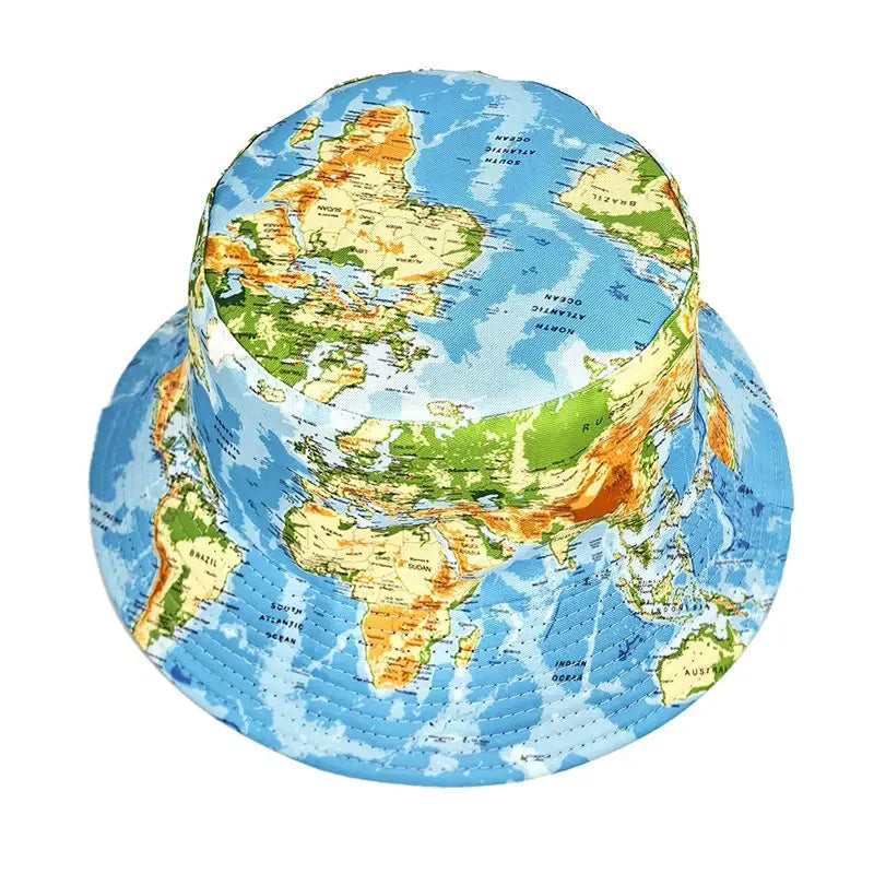 World map bucket hat