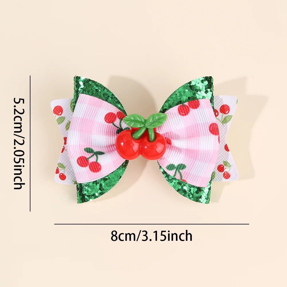 2pcs/Pack Sparkling Fruit Shaped 3D Strawberry Decoration Leather Hair Clips for Girls, Toddler Girl Hair Accessories Headwear
